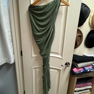 Norma Kamali Olive Green Jersey Draped Skirt
